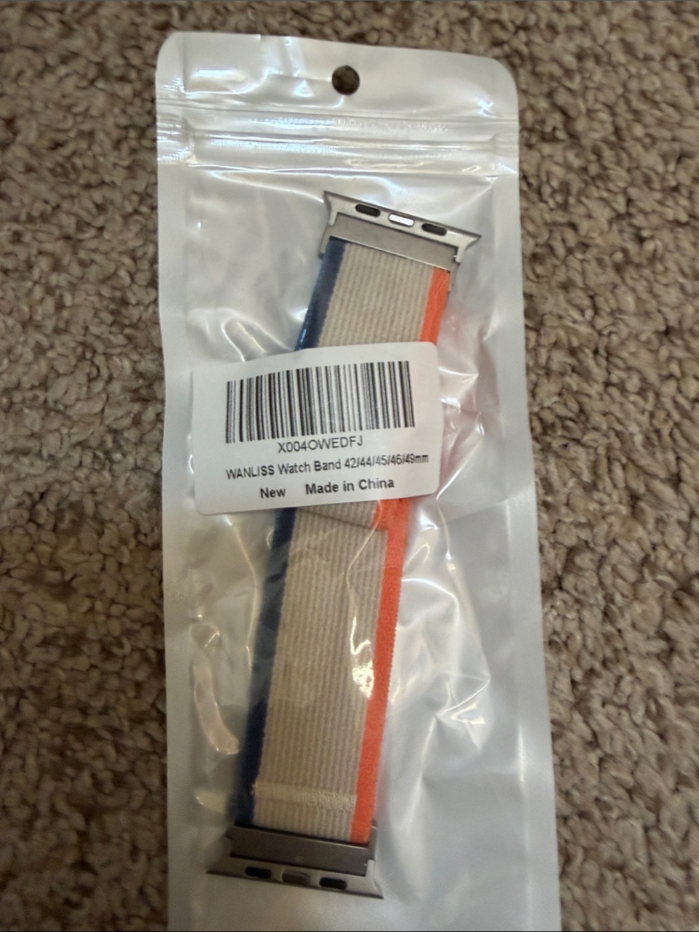 Tricolor Nylon Watch Band – White with Blue & Orange